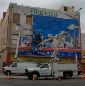 Nathan's Famous hot dog eating contest Wall of Fame sign removal